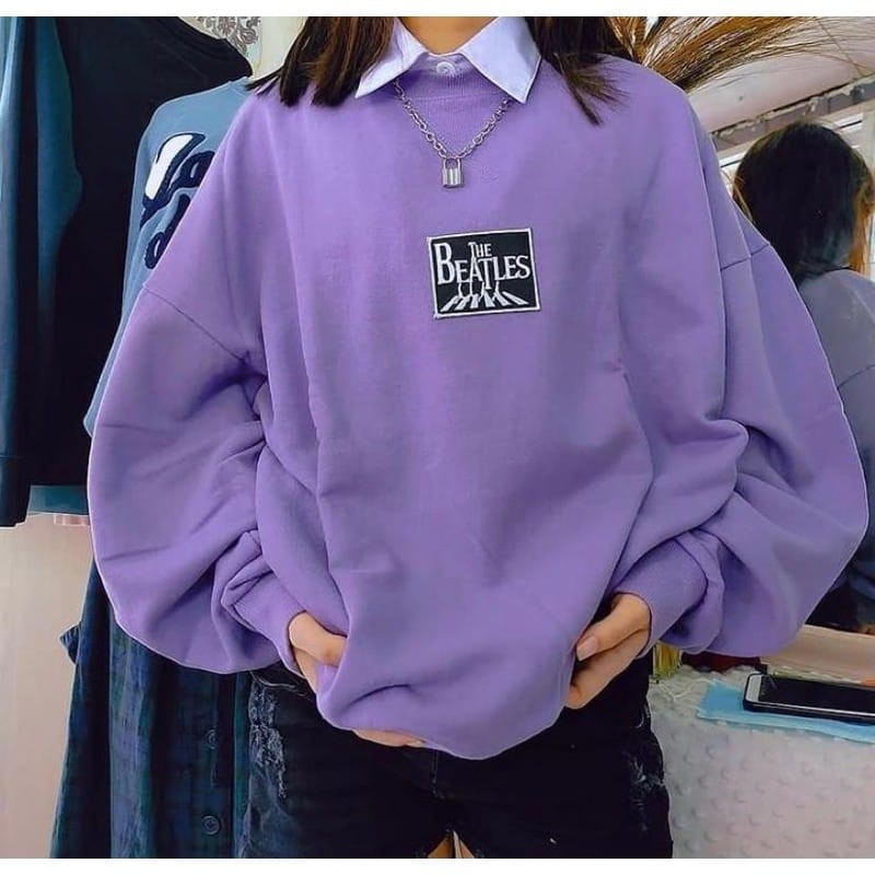 sweter the beatles oversize sweater pria wanita crewneck murah sweeter
