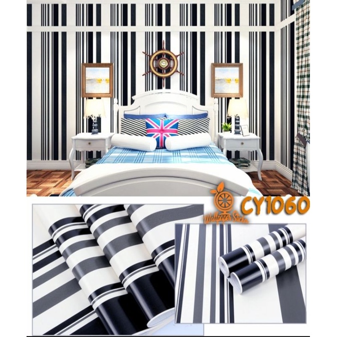 Wallpaper dinding salur hitam cy1060