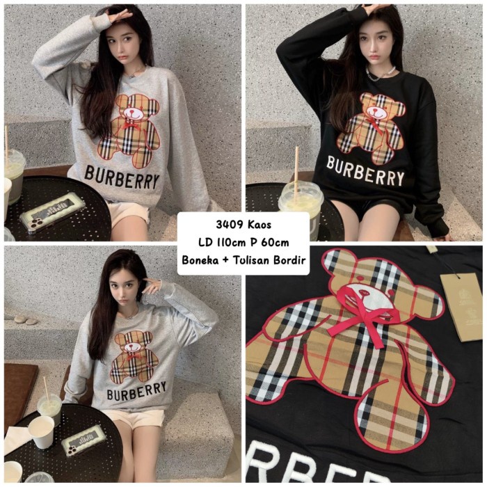 Sweater Kaos Wanita Import Premium / Sweater Burberry / Fashion Wanita On Sale