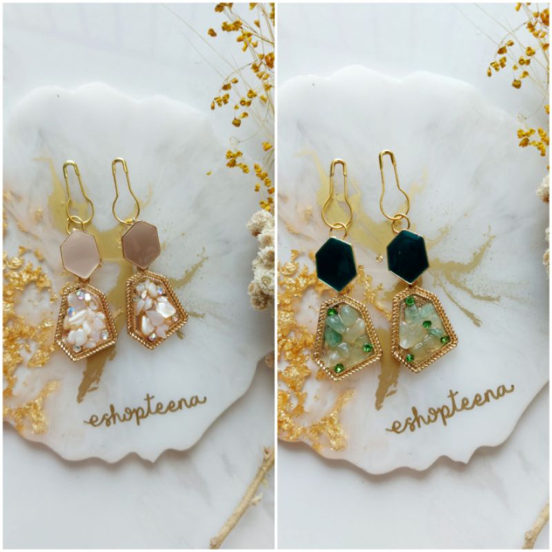 A119 anting hijab segi 5 diamond batu warna_anting jilbab