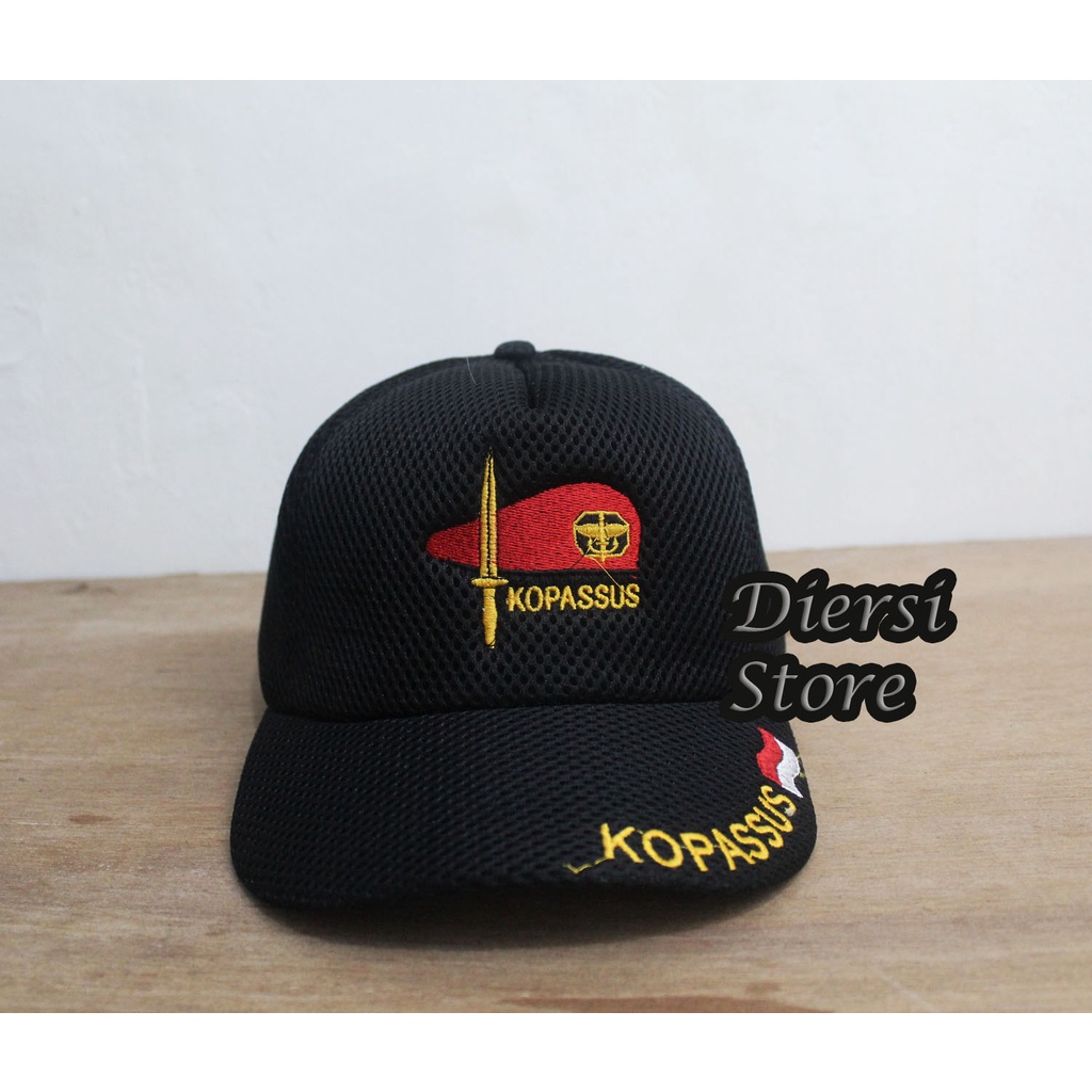 DIERSI STORE TOPI DOUBLE MESH BORDIR KOPASSUS/TOPI KOPASSUS BORDIR/TOPI TNI