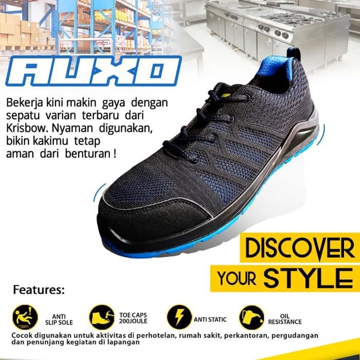 Krisbow Sepatu Safety Auxo Sporty Stylis Sepatu Pengaman Shopee Indonesia