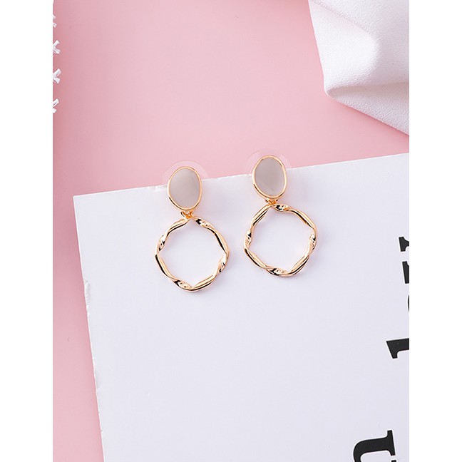LRC Anting Tusuk Fashion (metal Ring) 925 Silver Needle Drip Transparent Earrings F4872X