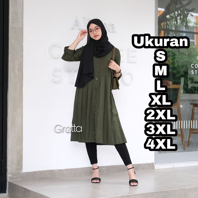 Premium Series GRETTA Tunik Jumbo Ukuran S M L XL XXL XXXL 4L 5L 2XL 3XL 4XL 5XL Fashion Muslim Baju Big Size