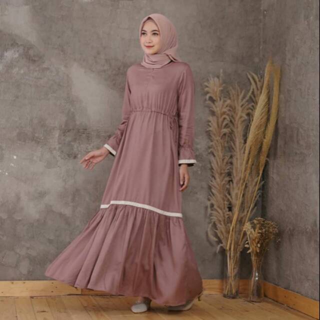 Deka dress/gamis-model duyung/list renda/da/baju hijabers/baju muslim