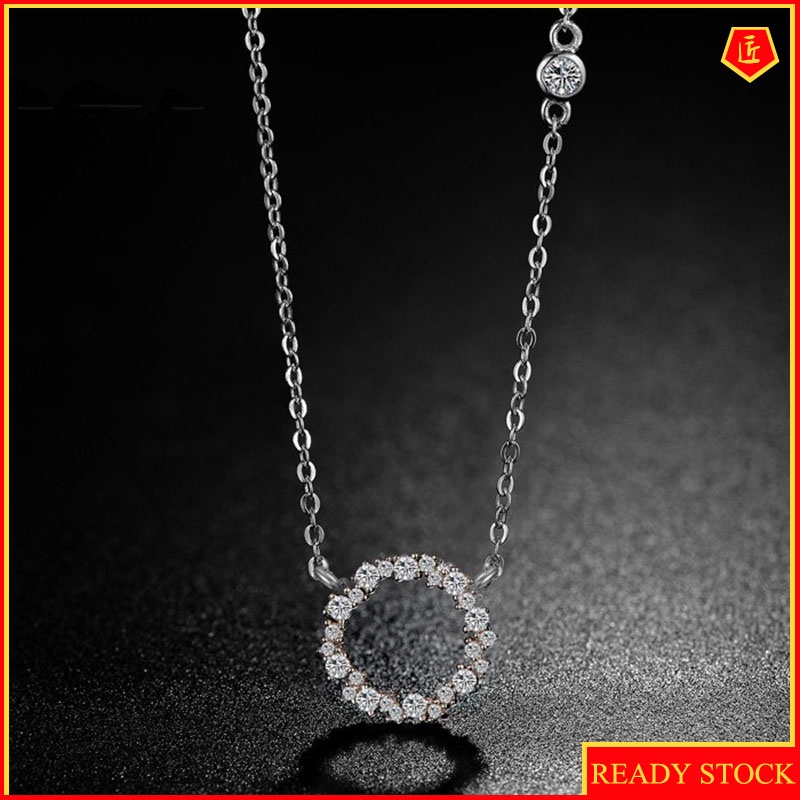 [Ready Stock]Silver Necklace Women's Diamond Pendant Necklace Simple Fashion All-Matching
