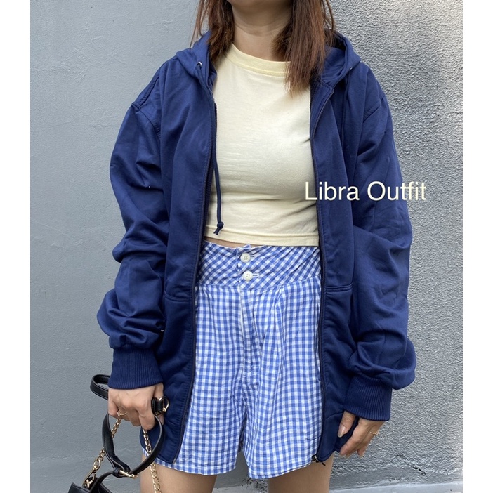 Oversize Hoodie polos Ziper switer jaket Wanita Korea by libra