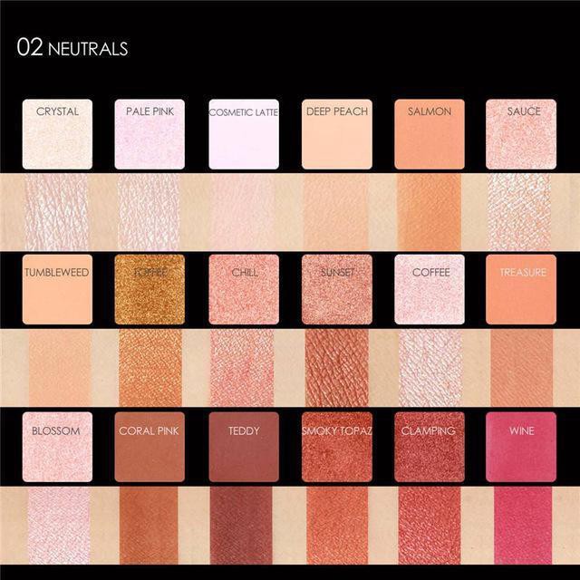 Image of Kosmetik Mata  [ORI 100%] Focallure 18 Colors Eyeshadow Palette Metallic Day To Night color / Bright #1