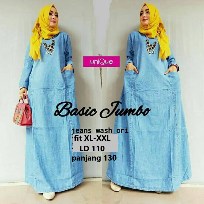 basic jumbo maxy dress gamis jeans original HQ