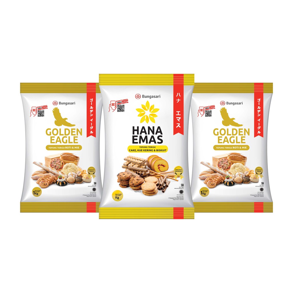 

Bungasari 2pcs Golden Eagle Tepung Terigu 1kg + 1pcs Hana Emas Tepung Terigu 1kg