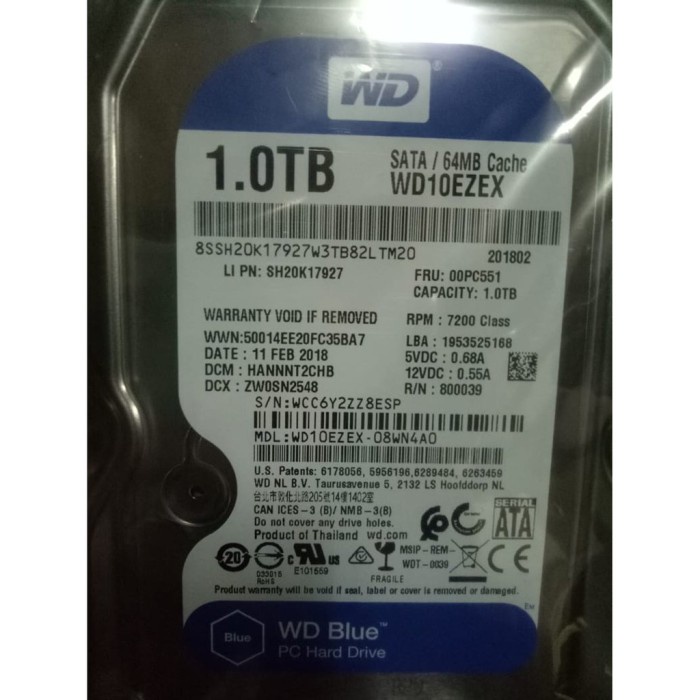 Hardisk WD Blue WD10EZEX 1TB