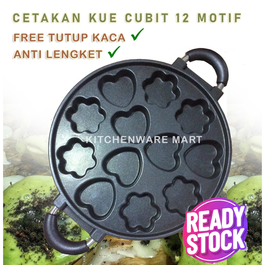 Cetakan Kue Motif 12 Lubang + tutup kaca Happycall / Snack maker / cetakan 12 motif / cetakan 12 variasi / Cetakan kue cubit pukis apem kue pancong