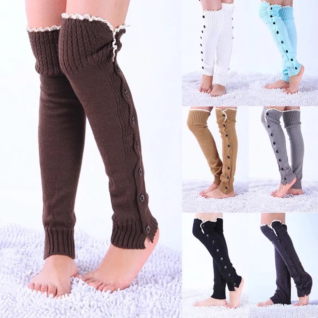 IMPORT Leg Warmer Button Winter Wool Penghangat Kaki