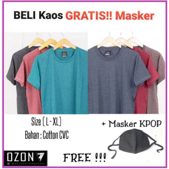 Baju kaos polos Misty Twotone polos Gratis Masker KPOP masker wajah masker kain hitam import korea