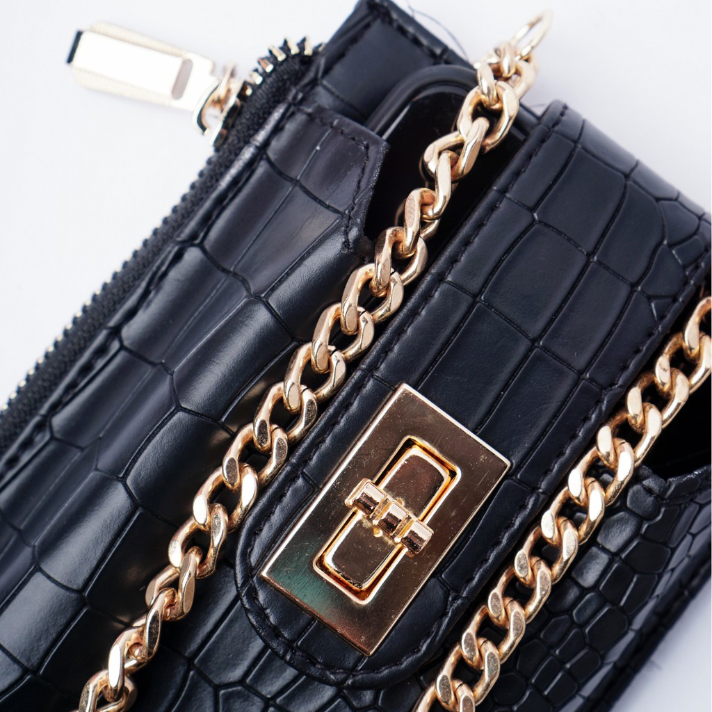 Tas Hp Wanita Phone Bag Croco Hitam (Celia by Mosca)