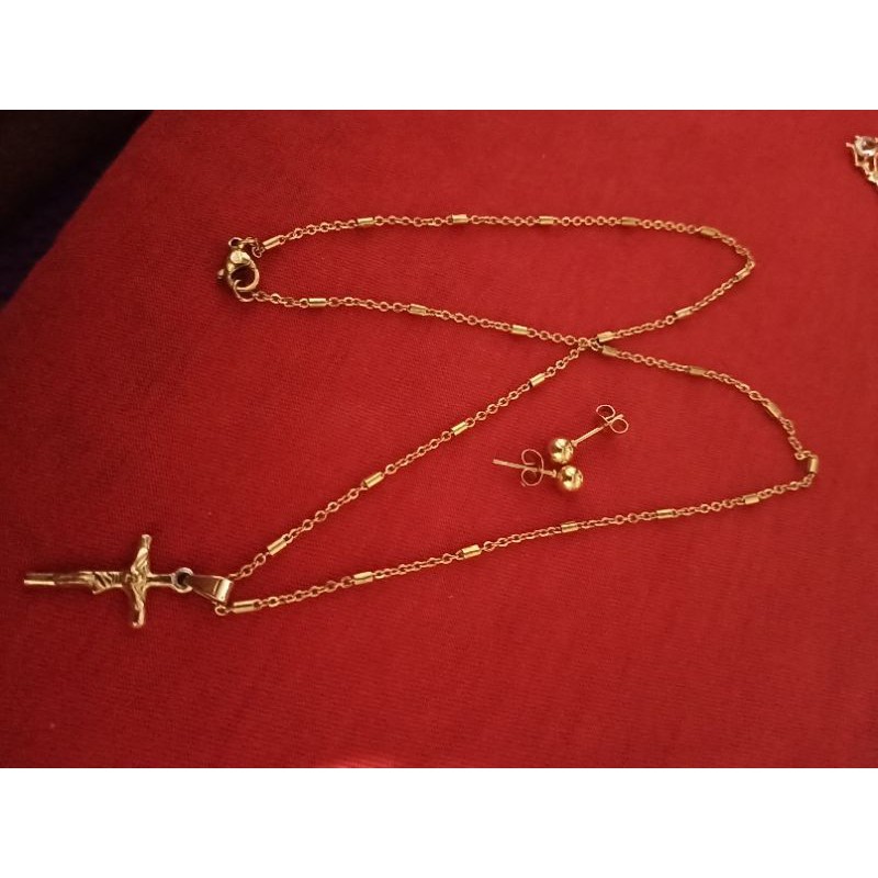 kalung titanium set anting titanium asli 100%