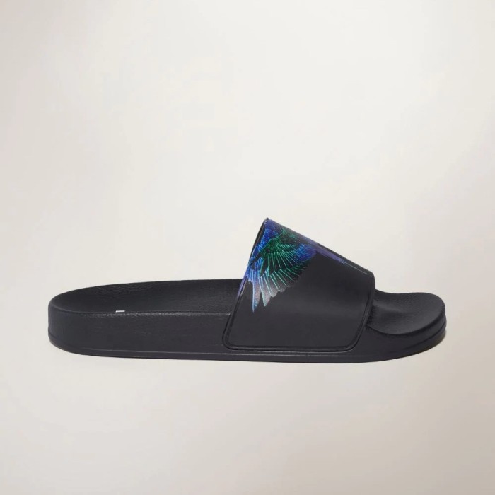 Marcelo Burlon SS21 Wings Slider Black Blue Neon 100% Authentic