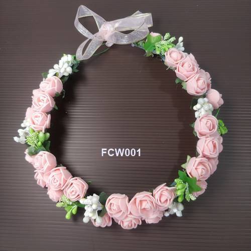 [PALING MURAH] AKSESORIS PESTA PENGANTIN FLOWER CROWN BRIDESMAID PINK FCW001