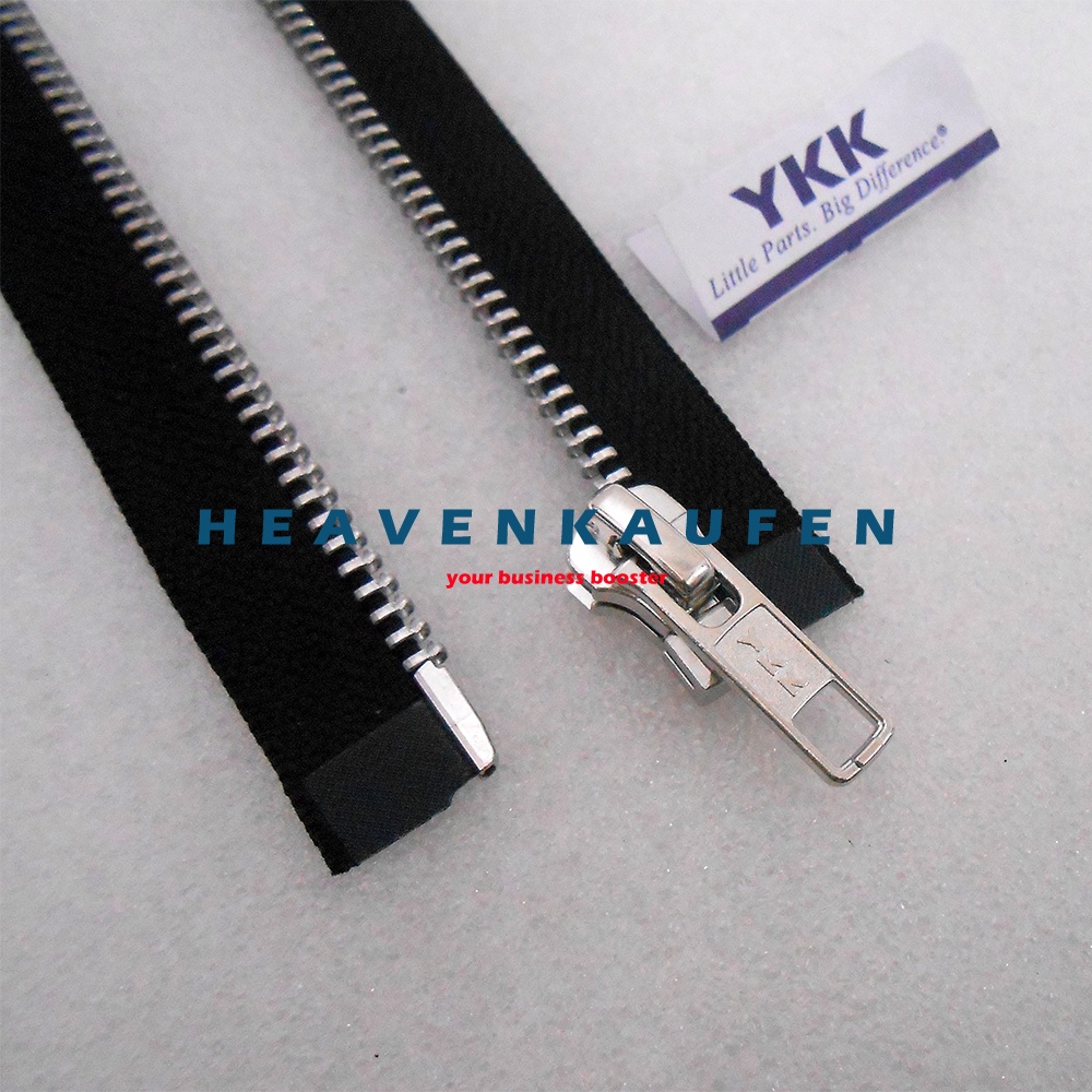 Resleting Zipper YKK Type Gigi Besi 40 cm / 16 inch Hitam Silver Set Open - End Buka - Lepas