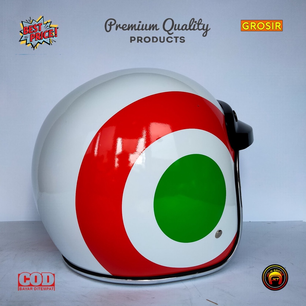 Helm Bogo Dewasa Motif Italy Lis Crhome Full Leher Pria dan Wanita SNI cod