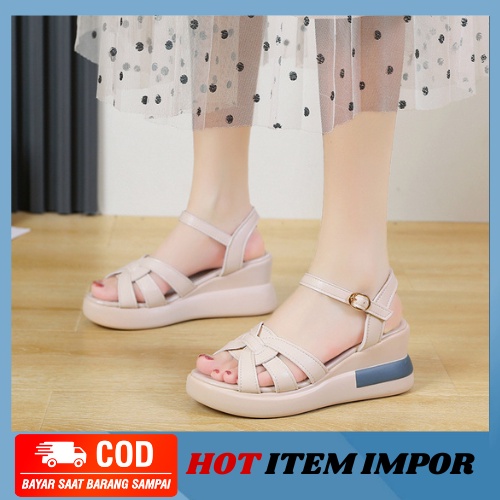 MB63-SW11 Sepatu Wanita Sandal Wedges Slip On Kasual Fashion Import COD Termurah
