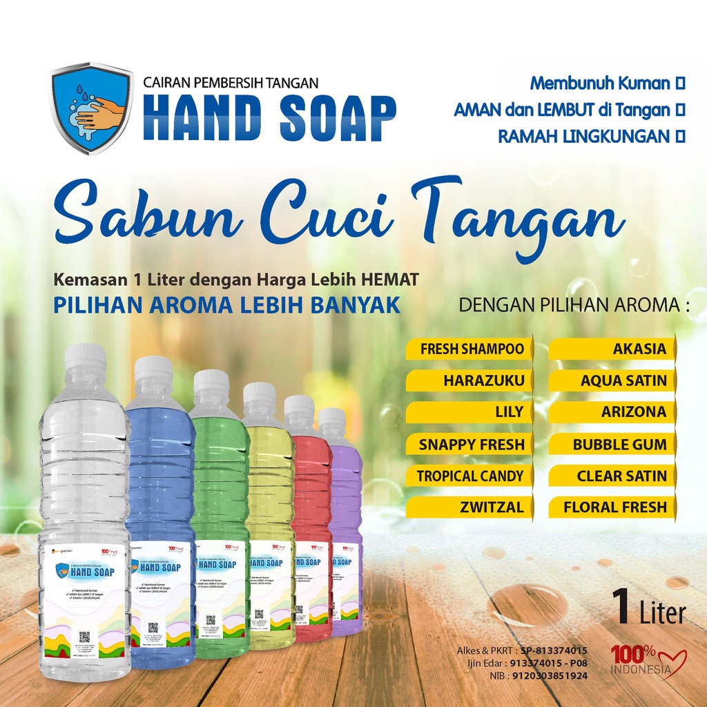 Sabun Cuci Tangan Aroma Wangi Segar 1 LIter Botol Pet / Hand Soap Aroma Wangi Segar 1 Liter Botol Pet