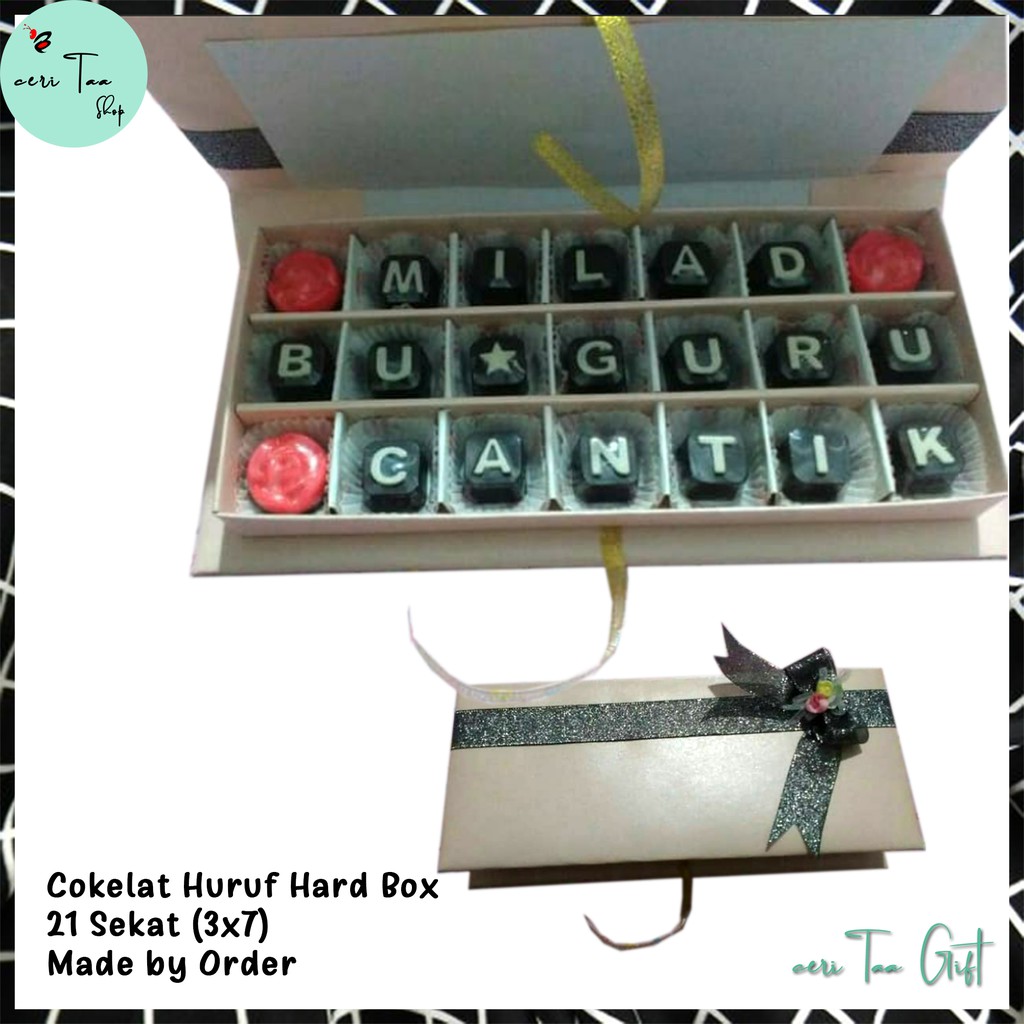

Cokelat 21 Sekat 3x7 Hard Box | Cokelat Souvenir | Cokelat Huruf | Cokelat Angka | Cokelat Bingkisan