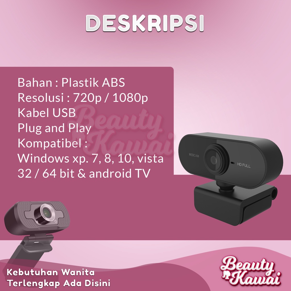 Webcam 1080p Laptop Kamera USB Komputer Full HD Resolusi 1080P