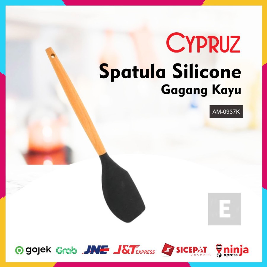 Cypruz Kitchen Tool Silicone AM0937K Spatula Silikon Gagang Kayu