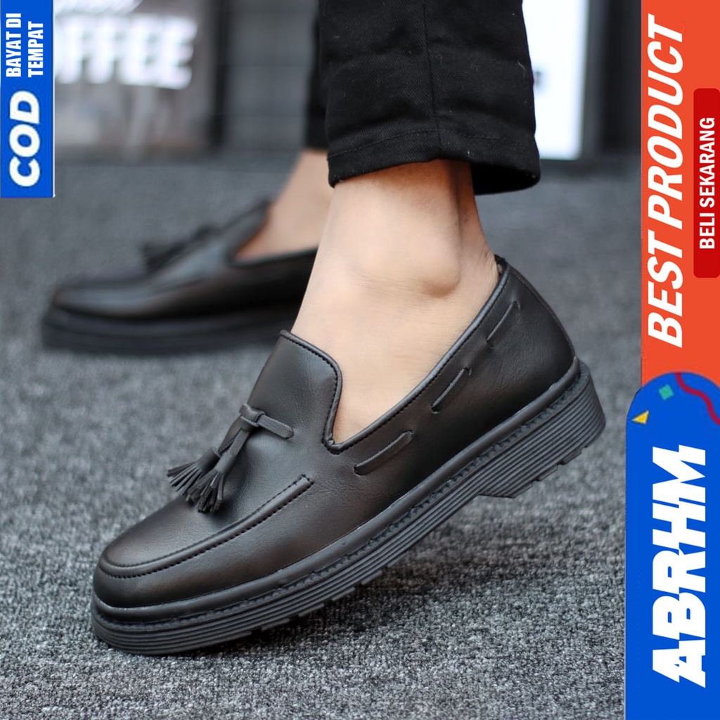 Sepatu Formal Docmart Pantofel Kerja Hitam Pria Abrhm Lulja