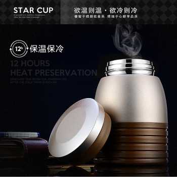 Kaxifei Botol Minum Thermos Vacuum Stainless Steel 280ml -hitam,thermos air panas,kopi,teh