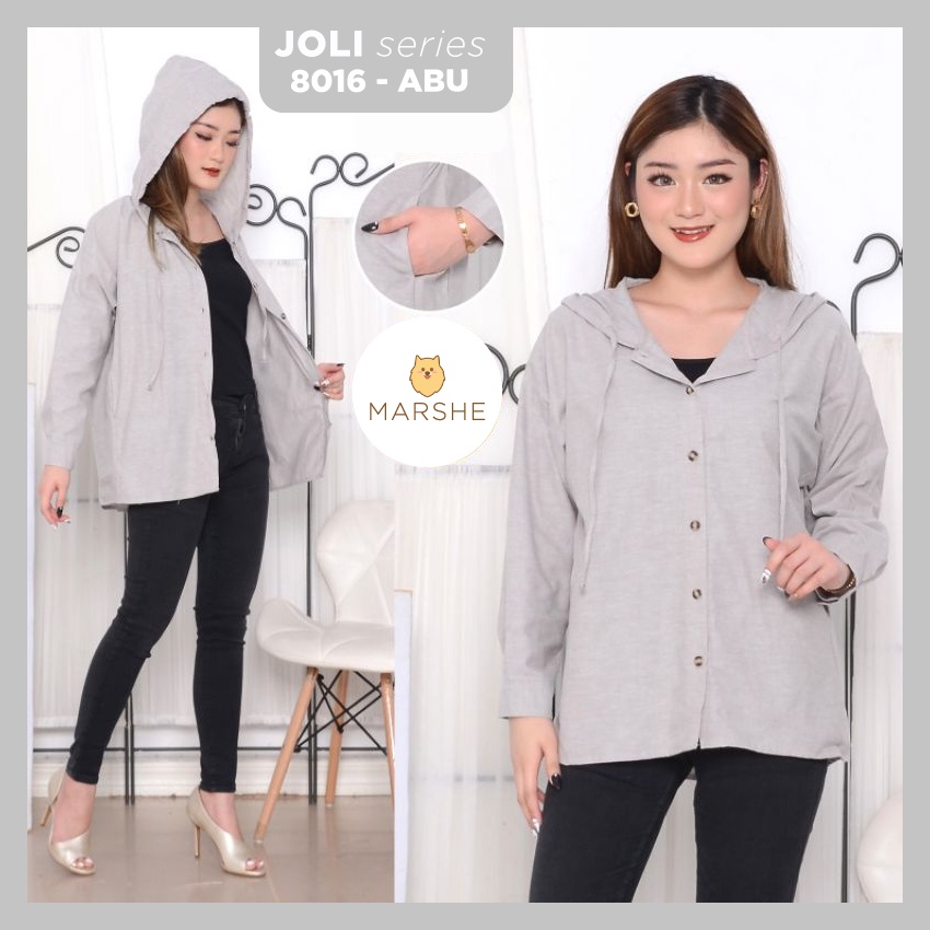 Baju Kemeja Wanita Bahan Denim Hoodie Lengan Panjang Atasan Cewek