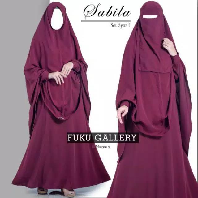 Gamis Jumbo Syari Set Khimar Plus Cadar Gamis Sabila Syari Gamis Wolfis Busui Frendly