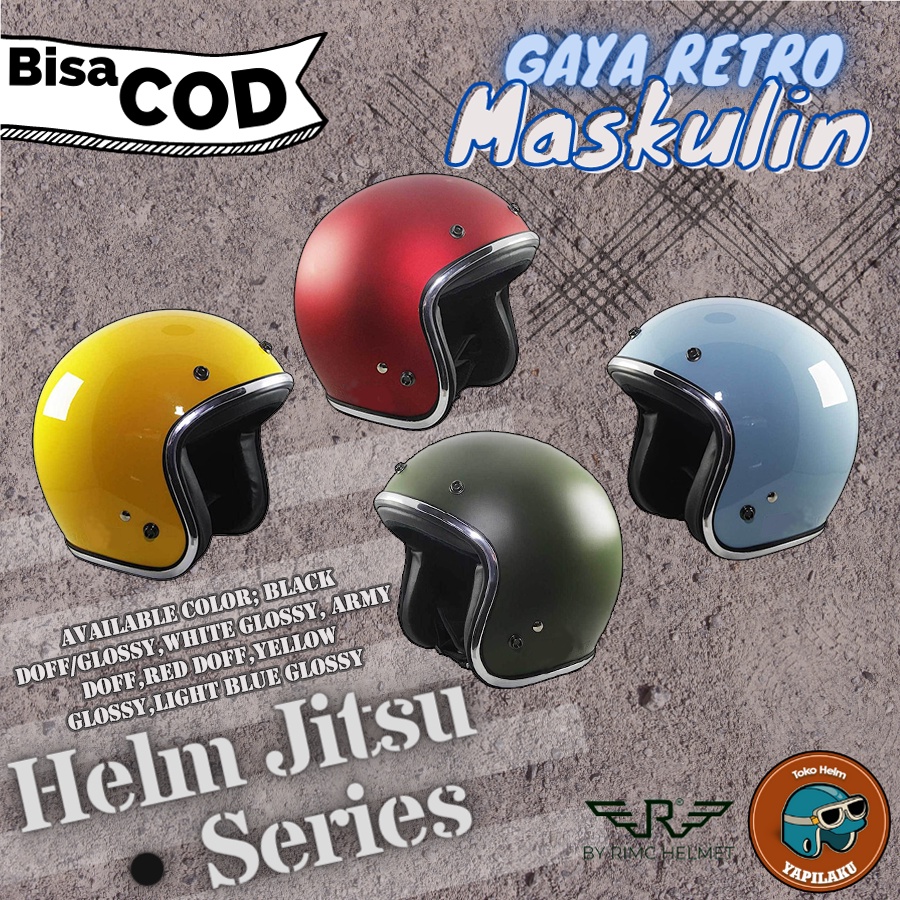 Helm helem motor half face bogo retro RIMC Jitsu Series clasic classic original ori premium custom d