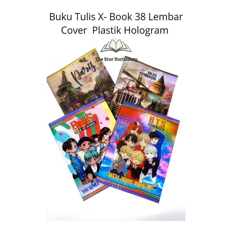 

(1 Pak isi 10 Buku) Buku Tulis X-BOOK 38 Lembar Cover Plastik Hologram (1 Pak/10)