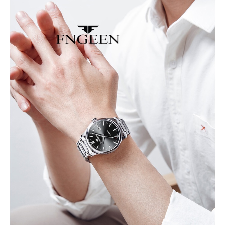 BESTPROMO FNGEEN 2111 Jam Tangan Pria Fashion Kasual Bisnis Stainless Steel Quartz Original Anti Air