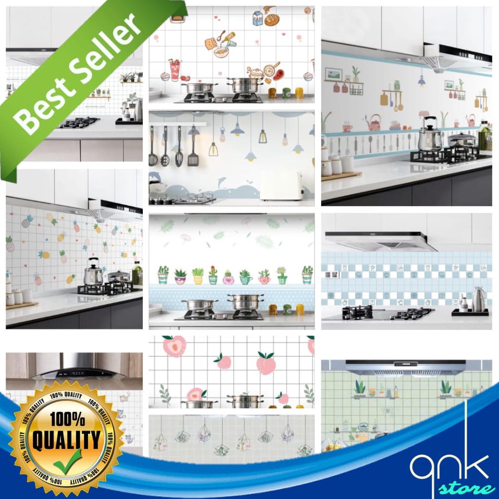Wallpaper Premium Dinding Dapur 60cm x 3m Wallpaper Sticker Anti Air Anti Minyak Dan Tahan Panas