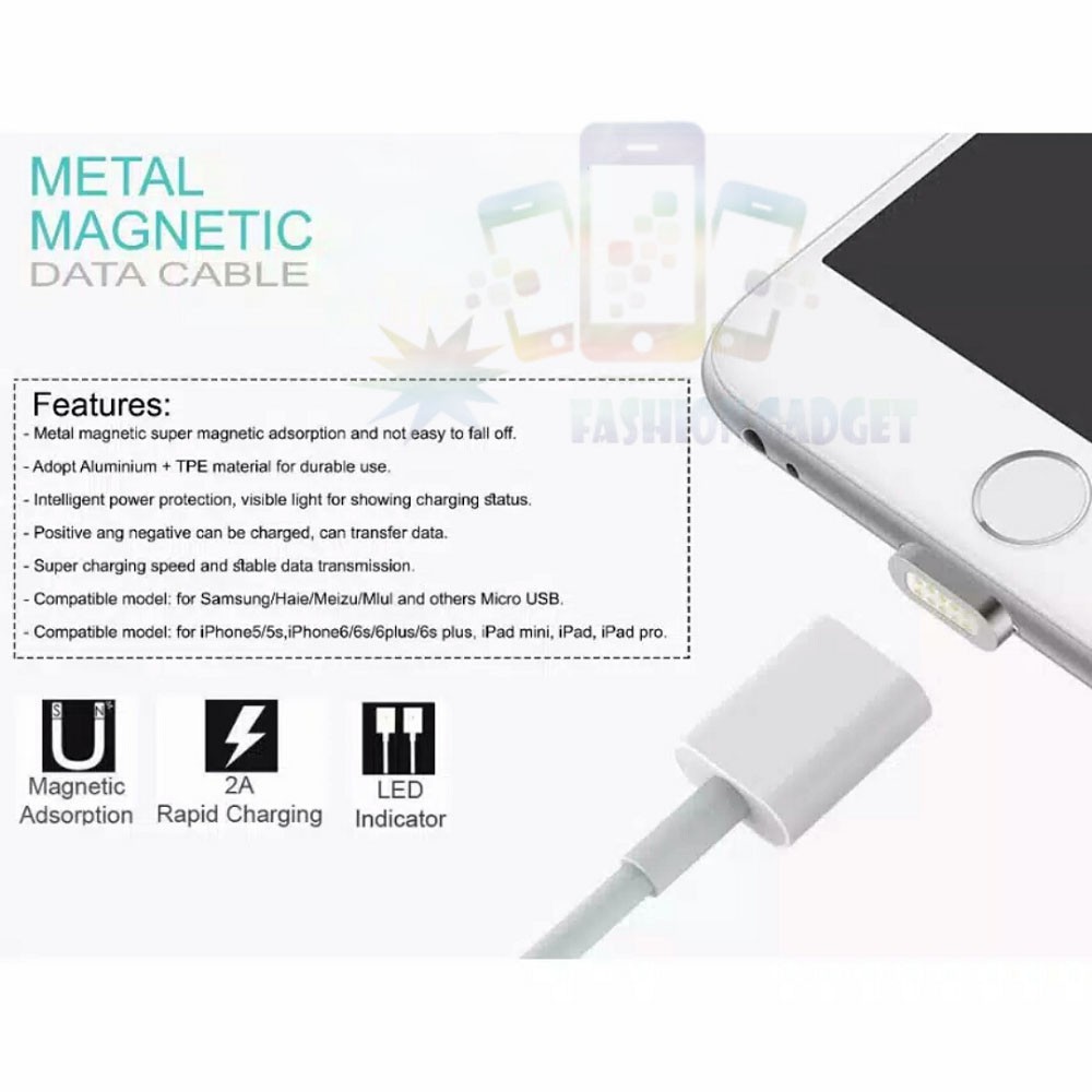 Cable Data Compatible for Iphone 6 7 8 Kabel Data Untuk Iphone 6S 6G Fast Charging Magnetic Lightning Kabel Magnetik