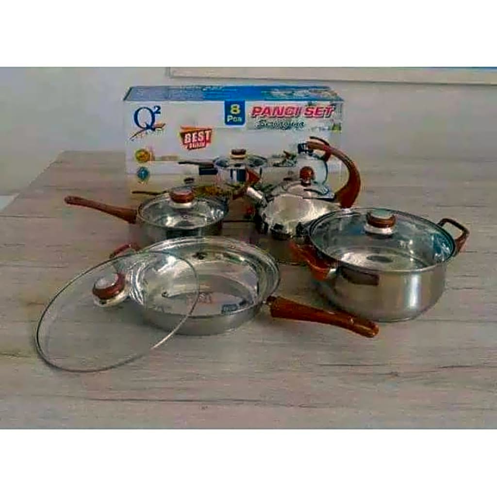 Panci Set Q2 8 Pcs 7208 Stainless Steel Serbaguna
