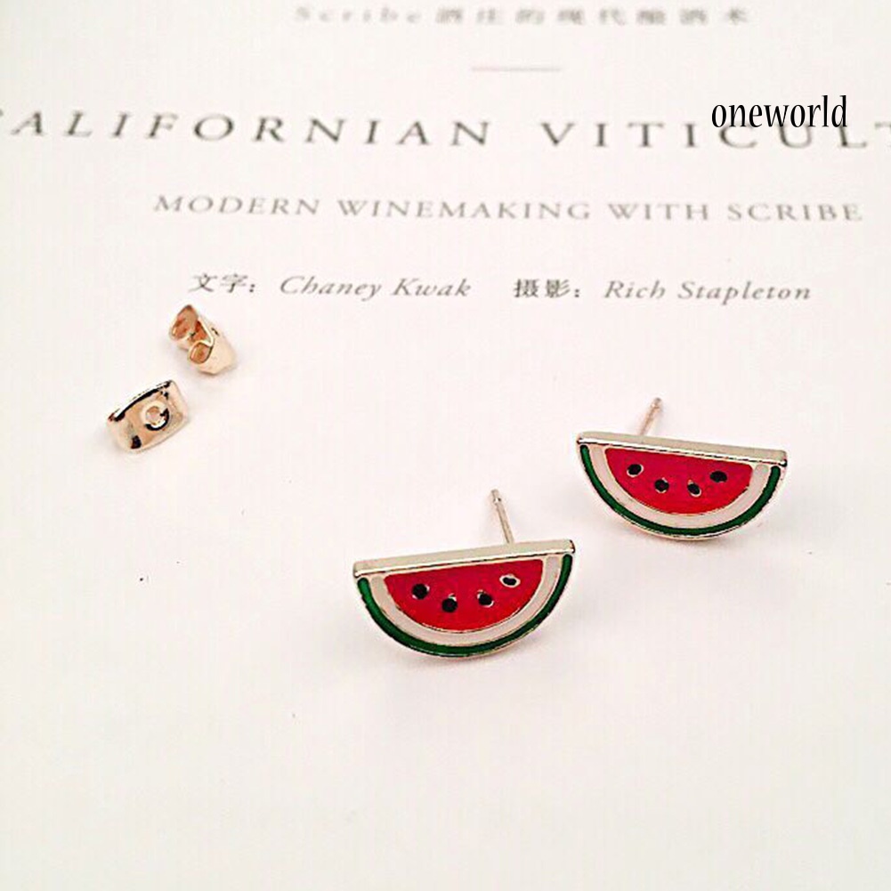 OW# Cute Women Fruit Strawberry Watermelon Ladybird Ear Stud Earrings Jewelry Gift