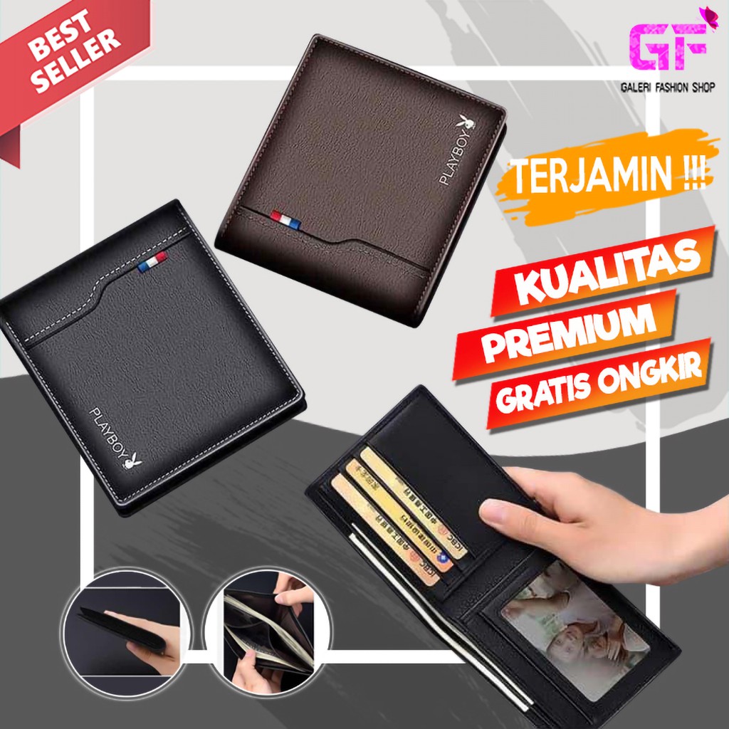 DOMPET PRIA KULIT KECIL KARTU LIPAT PENDEK MEN LEATHER WALLET COWOK IMPORT PREMIUM KEREN MURAH GF480