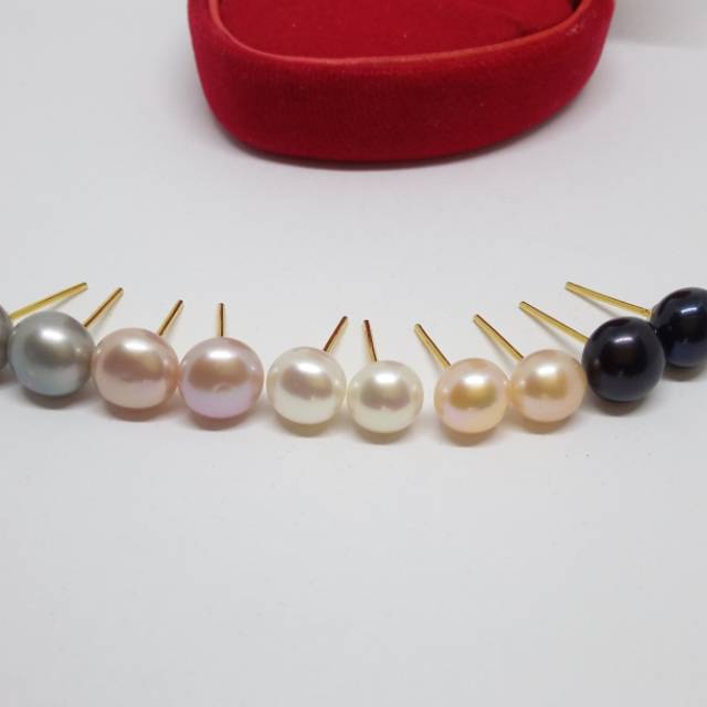 Giwang emas mutiara air tawar asli kadar 90%