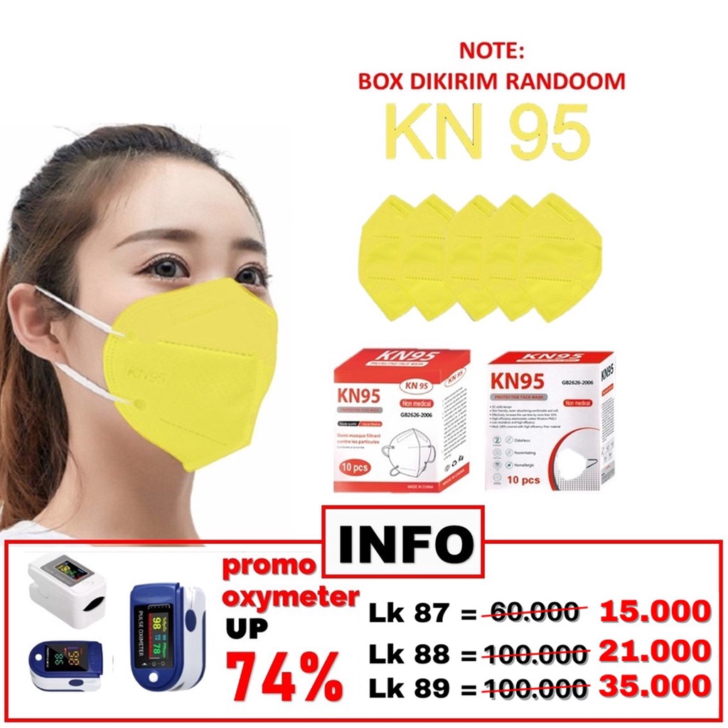 HC Masker KN95 Isi 10Pcs Earloop Protective Mask 10 Pcs Masker Kesehatan Mask Korea Kemasan Box-HC6715 KUNING 10