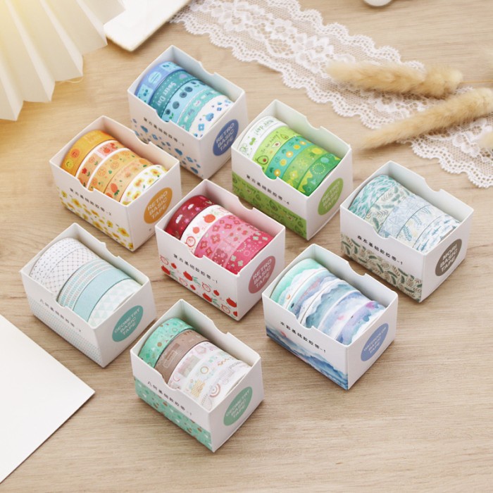 

[LBS] Washi Tape Dekorasi Pastel Warna Motif Cat Air 5pcs BUJO
