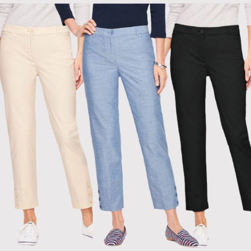 [4 Warna] TALBOT Celana Bahan Wanita Perfect Crop Black Navy Gypsum
