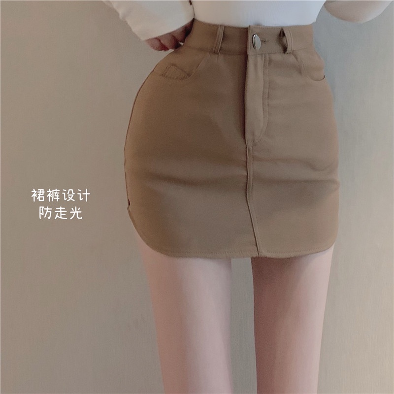 Sexy high waist retro bag hip short skirt hot girl pure desire summer new 2022 khaki skirt female