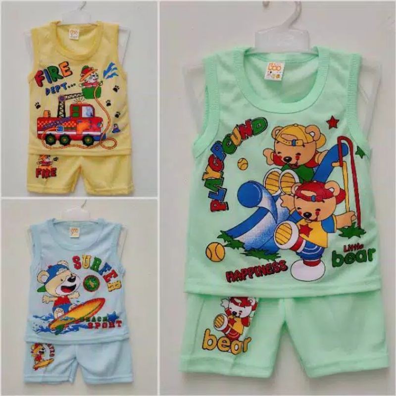 Setelan baju celana BOO MUDA Pendek Singlet anak bayi