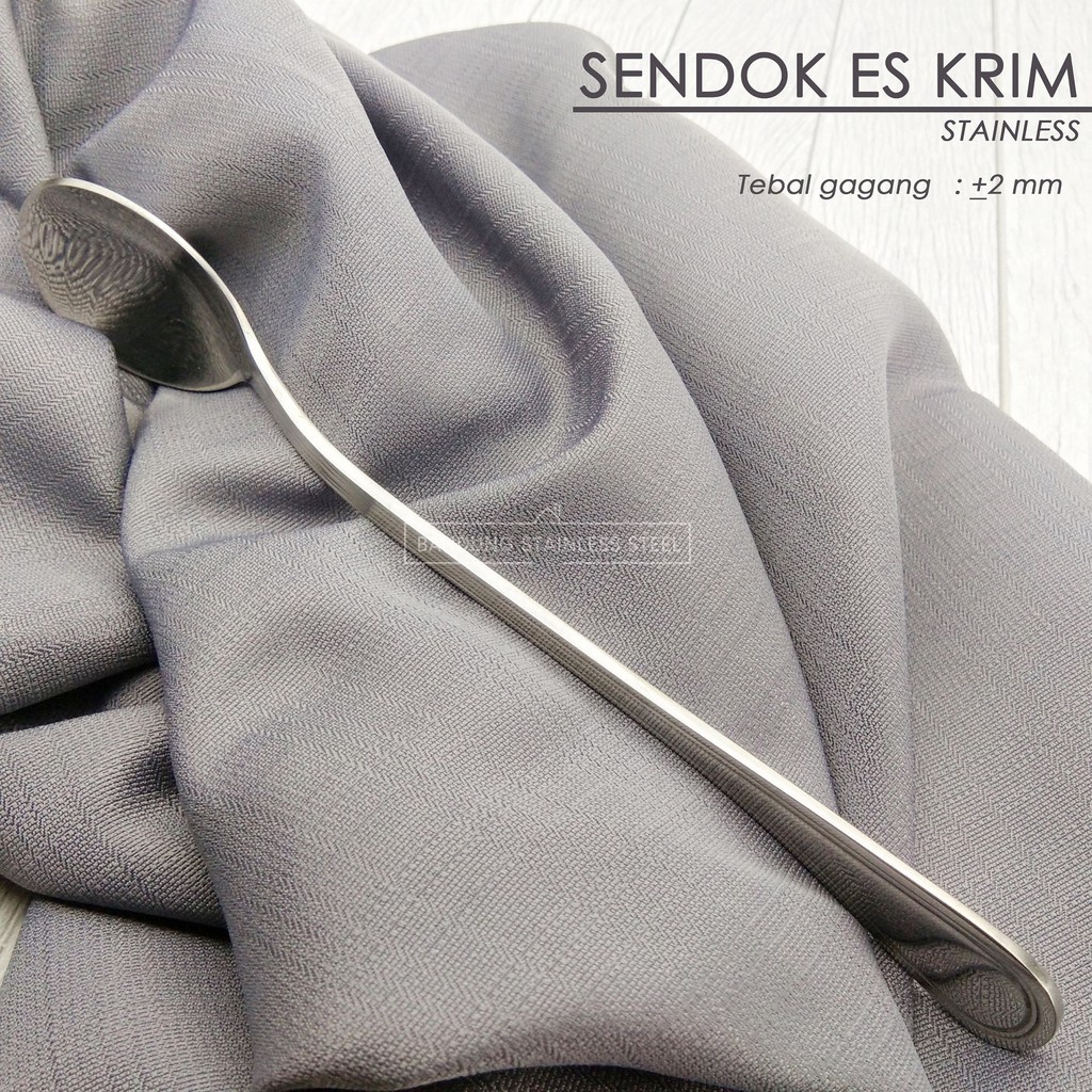 Sendok es krim panjang stainless super tebal ice spoon hotel teh bulat