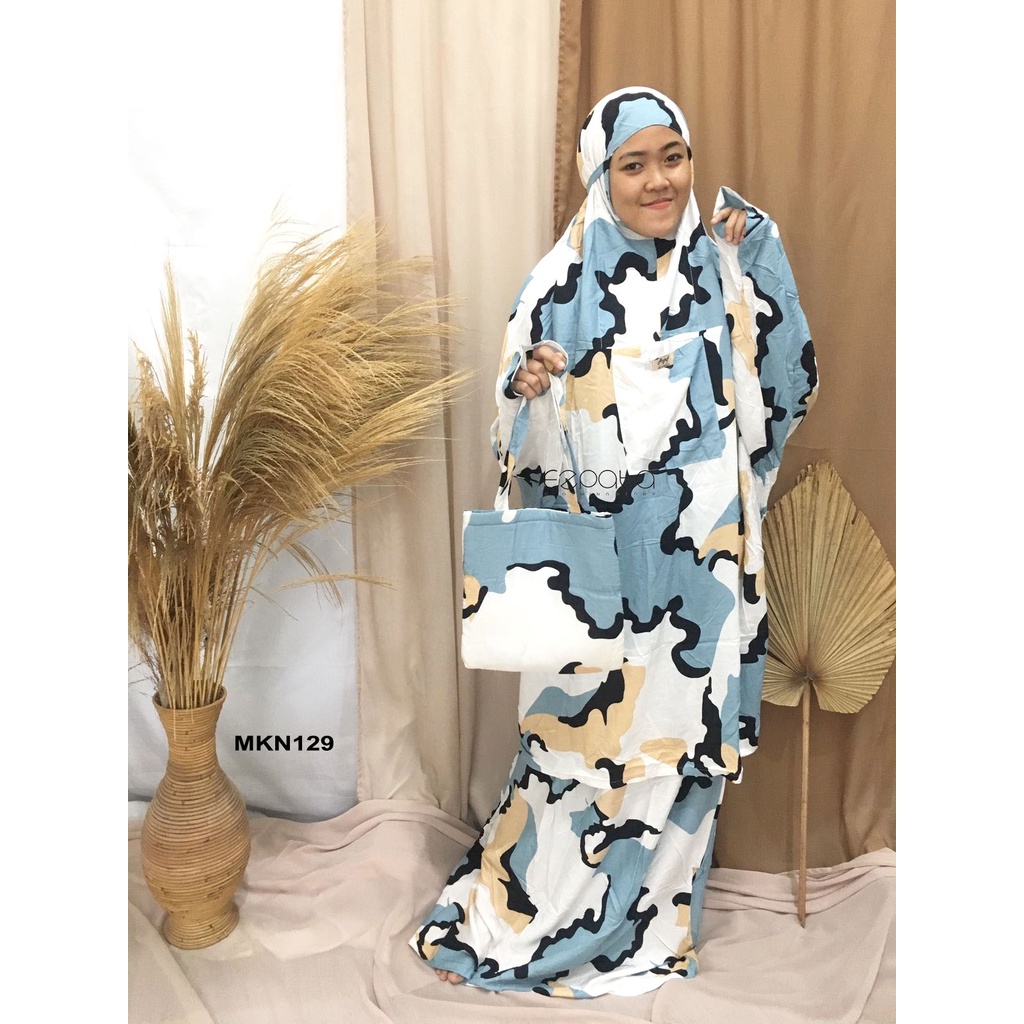 Ezpata Mukena Bali Dewasa Hadromut Jumbo Putusan Rayon Tebal Premium Motif Abstrak Bunga Floral Bahan Adem dan Halus Warna Soft Free Tas Mukena Cantik