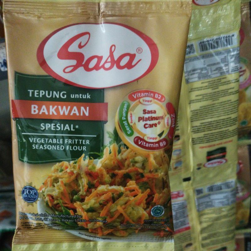 Tepung Sasa serbaguna, pisang goreng 75 g dan Bakwan 90 g